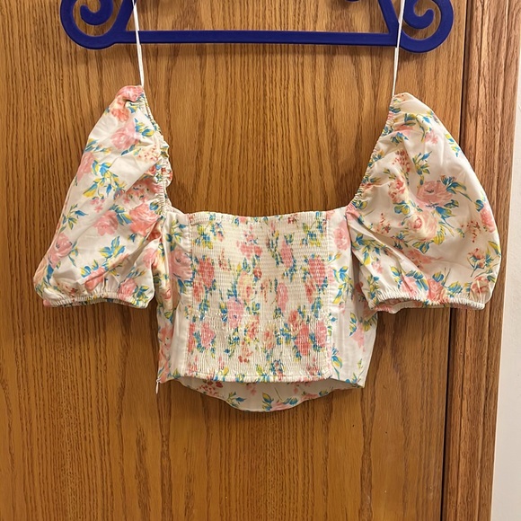 Zara Puff Sleeve Floral Printed Bustier Blouse - Picture 13 of 13